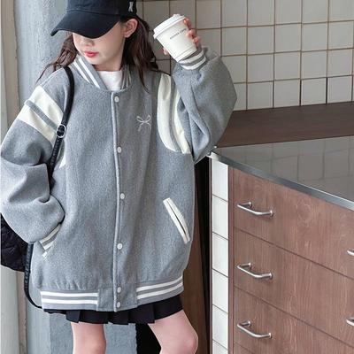 Girls' Spring/Autumn 2025 Baseball Jacket - Stylish Children's Outerwear