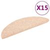 VidaXL Tapis d'escalier auto-adhésifs 15 pièces 56 x 17 x 3 cm Marron clair Demi-rond 132690
