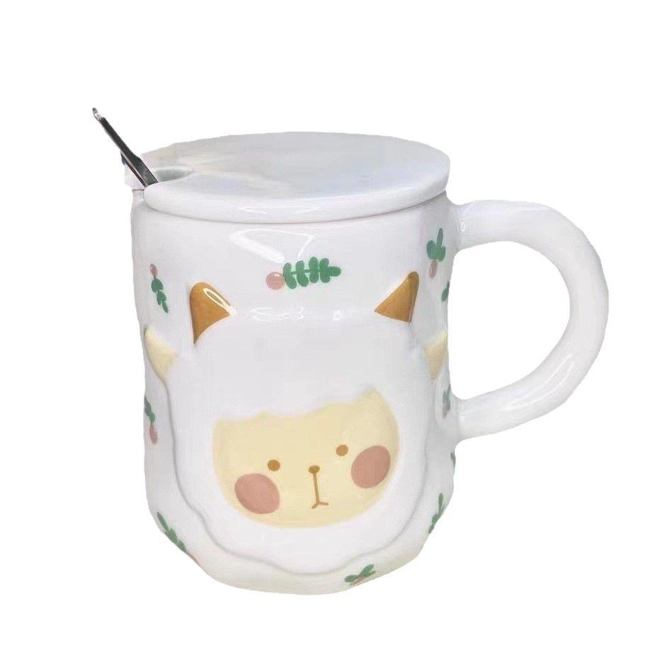 High Value Ceramic Water Cup Household Mug with Lid Cup Office Cute Birthday Gift Souvenir Cup