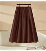 Women's A-Line Elastic Waist Skirt - Three-Quarter Length, Solid Color, Spring/Summer/Autumn Styles Available