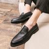 Men's Shoes 46 Large Size Casual Leather Shoes Fashionable Men's Foot Loafers Trendy British Style One-pedal Leather Shoes