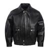 Vintage Brown Genuine Cow Men Leather Jacket Black Sheepskin Loose Men's Oversized Coat Spring Autumn