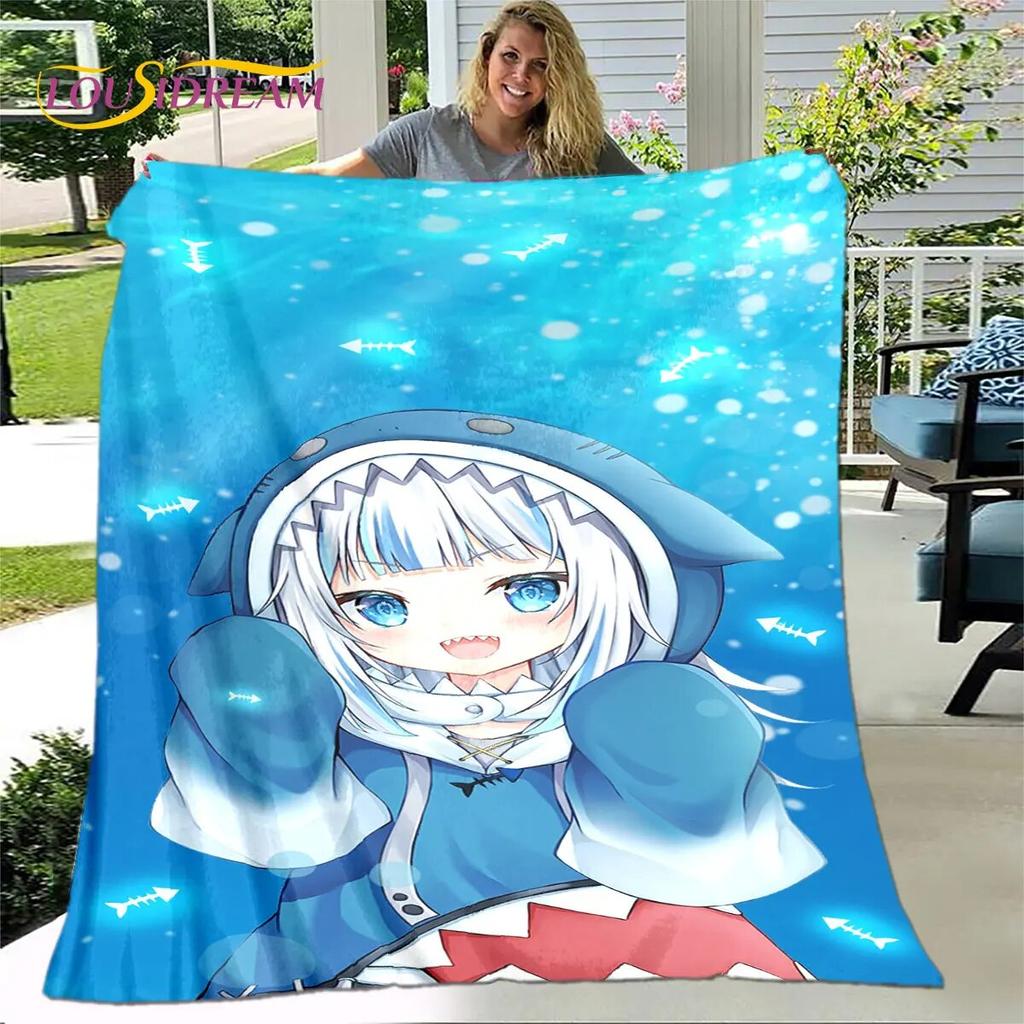 Gawr Gura Hololive Cute Anime Soft Plush Blanket,Flannel Blanket Throw Blanket for Living Room Bedroom Bed Sofa Picnic Cover Kid