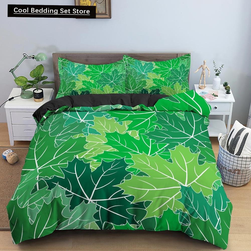 Floral King Queen Duvet Cover Fuchsia White Flower Bedding Set for Girl Women Colorful Plant Leaves 2/3pcs Polyester Quilt Cover