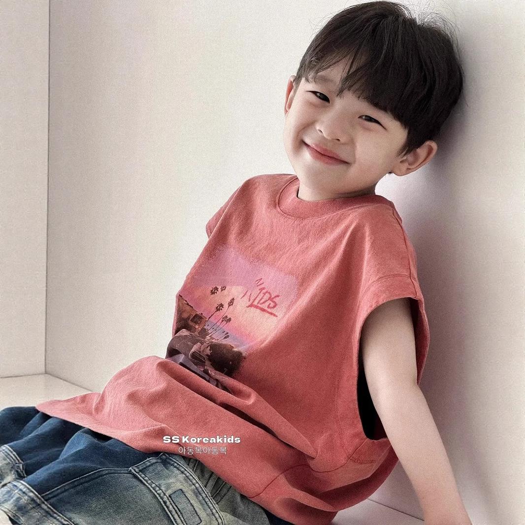 Boys Summer Cotton Sleeveless Vest Stylish Breathable Top For Big Kids 100