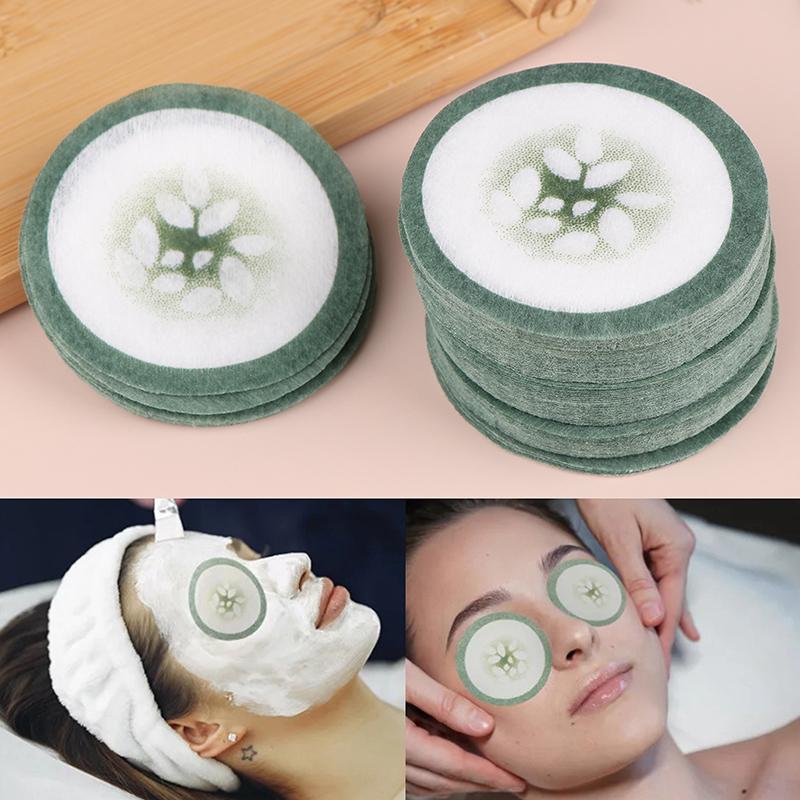 100Pcs Eye Scrub Cleansing Pad Mask Disposable Eye Scrub Cleansing Pads Pad Creative Green Cucumber Printed Eye Scrub Mask Sheet