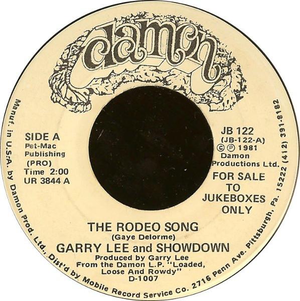 

7inch Record GARRY LEE SHOWDOWN 4 The Rodeo Song Cajun Boogie JB122 Damon Records 1983 US CountryFolk Used