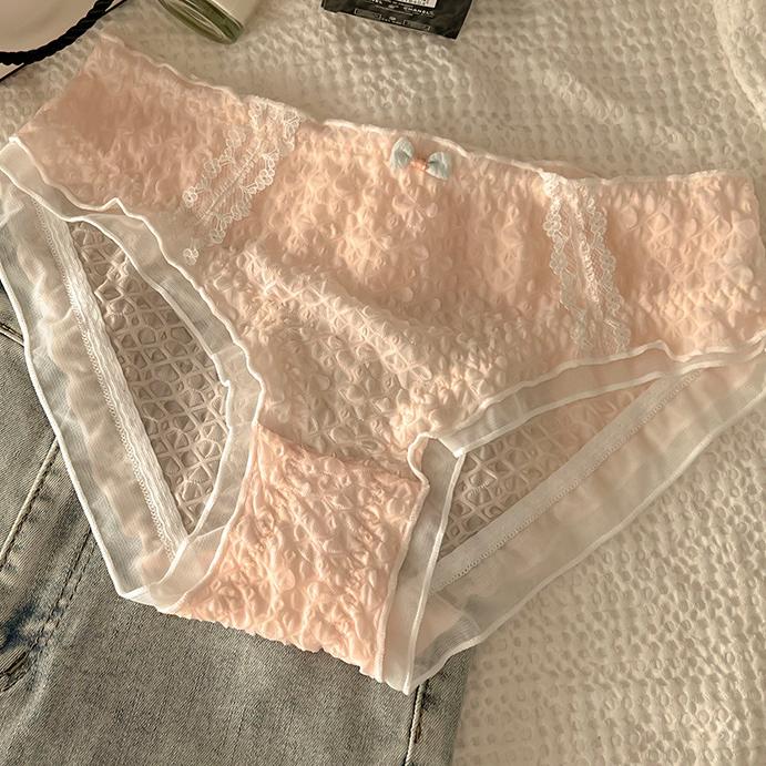 

Нижнее белье женские антибактериальные трусики с промежностью дышащие милые сексуальные кружевные трусы L розовый