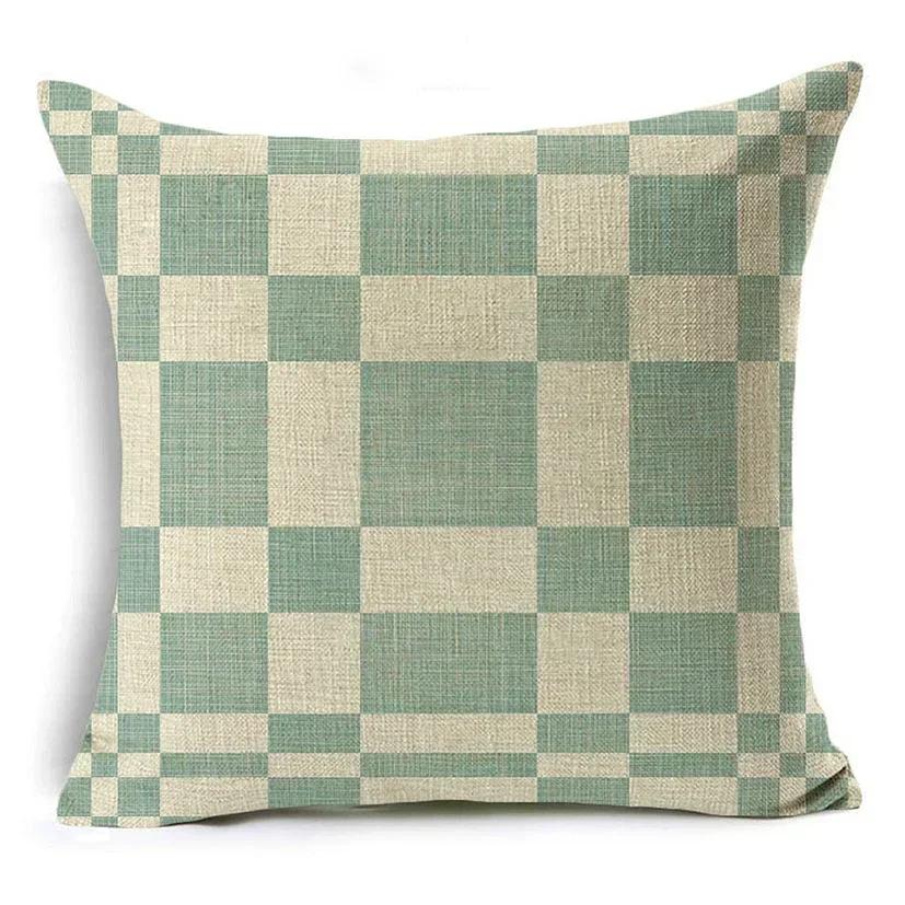 Light Green Fresh Style Cushion Cover 45x45cm Linen Decorative Pillow Cover Sofa Bed Pillow Case