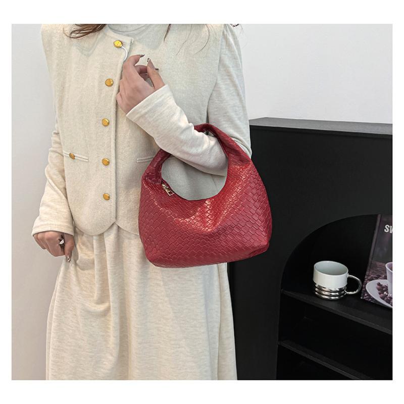 Women Classic Woven Embossed Soft Pu Leather Small Top Handle Hobo Shoulder Bag Casual Daily Handbag