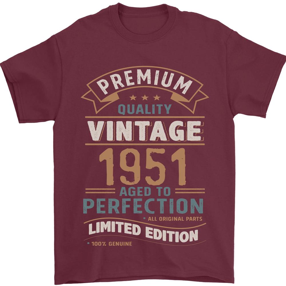 Premium Vintage 75th Birthday 1951 Unisexs TShirt 100 Cotton S