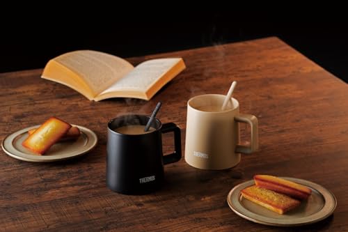 Thermos Vacuum Insulated Mug, 350ml, Perfect for Cafe Latte, Dishwasher Safe, Stain-Resistant Ceramic Interior, Coffee Cup with Stirrer, JDZ-350 CL
