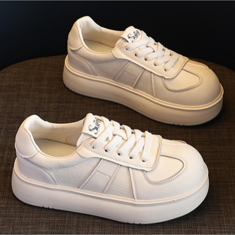 Fashion Sports Shoes for Women 2025 Spring and Autumn New Style Lace Up Casual Board Shoesbig Toe Thick Sole Lightweight Women's Shoes