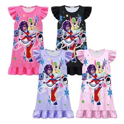 82623 Kids Girls Lily Lovebraids Printed Ruffle Sleeve Pleat Sleeveless Dress