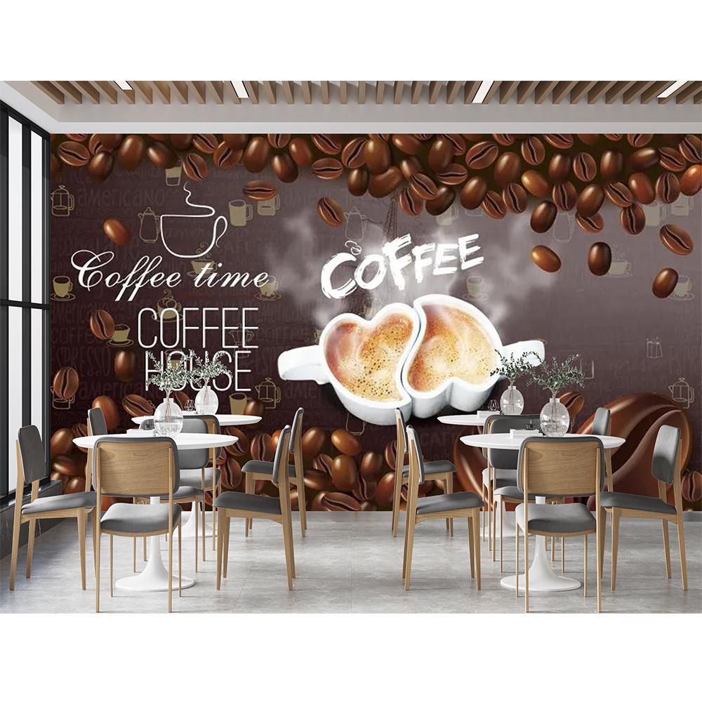 3d Coffee Beans Blackboard Mural Cafe Wallpaper For Cafe Shop Restaurant Drink Bar Wall Murals