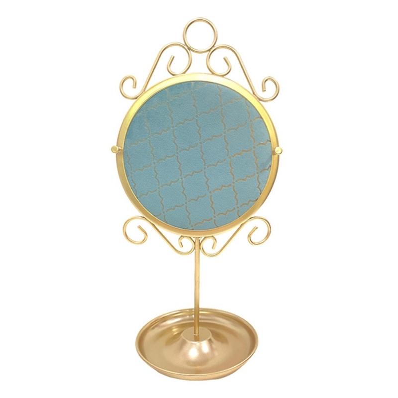 Elegant Jewelry Stand For Women Blue Mannequin Princess Dress Necklace Earring Stand Holder With Gold Accent