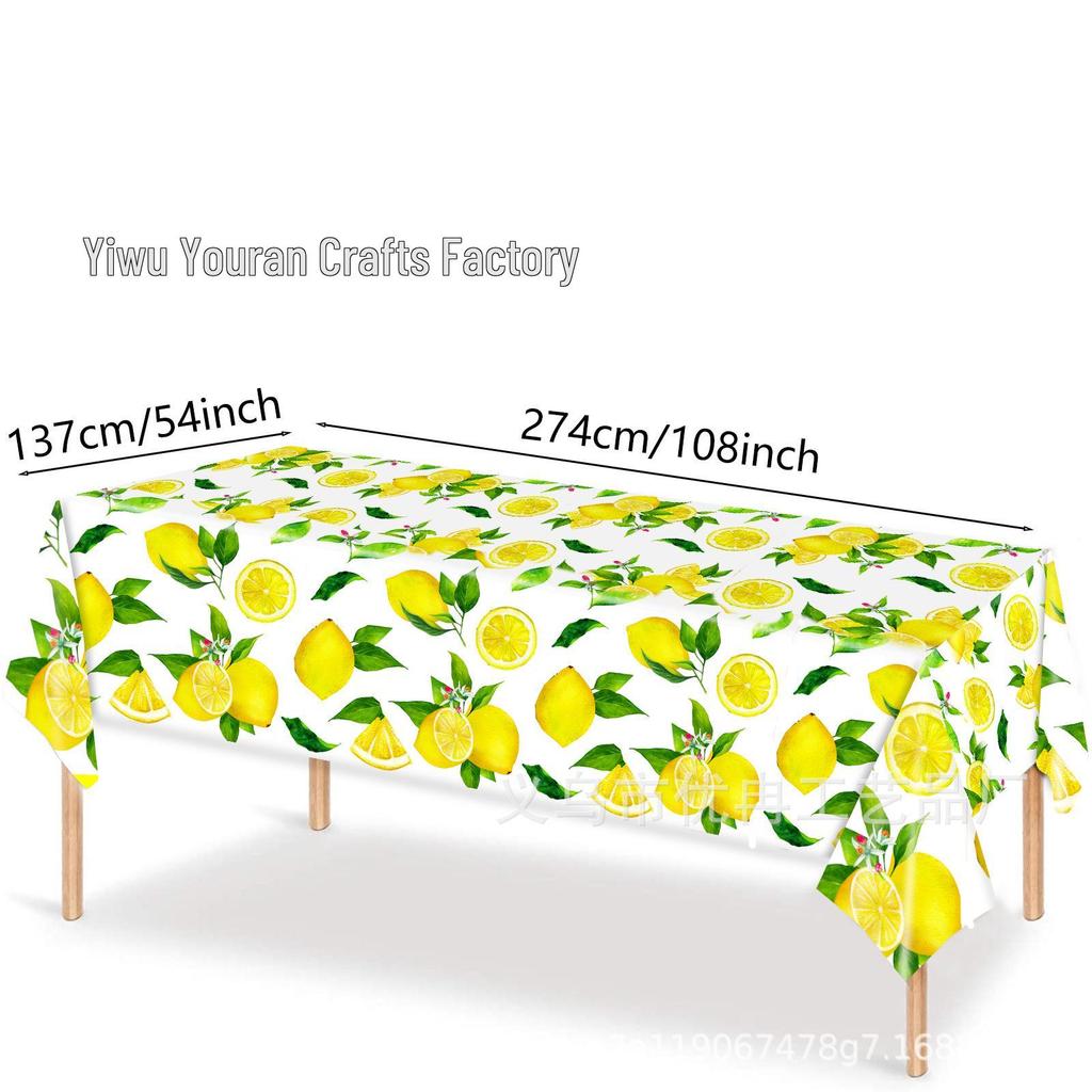 Yellow Lemon Themed Disposable Party Set: Plates, Tablecloth & Napkins