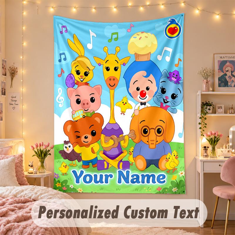 Benutzerdefinierter personalisierter Wandteppich, El Payaso Plim Plim Druck Benutzerdefinierter Name Text Wandkunst zum Aufhängen für Schlafzimmer