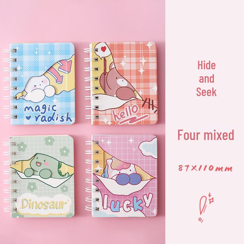 Cartoon A7 Window-Coil Cute Student Diary Planner - Pocket-Sized Lined Notebook