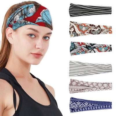 Böhmisches Haarband im Boho-Stil mit Retro-Muster, breites Stirnband, hohe Elastizität, schweißabsorbierend, bedruckt