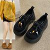Boken Schuhe mit Plateausohle Damen All-inclusive Höhenerhöhung Herbst 2025 neue Modelle mit Röcken, Schnür-Loafer, lässige Einzel-Schuhe