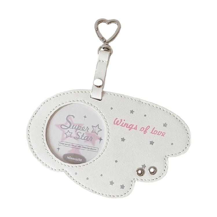 

Angel Wing Shape Card Cover PU Leather Badge Protector With Lanyard and Metal Clip For School Office Daily and Travel белый