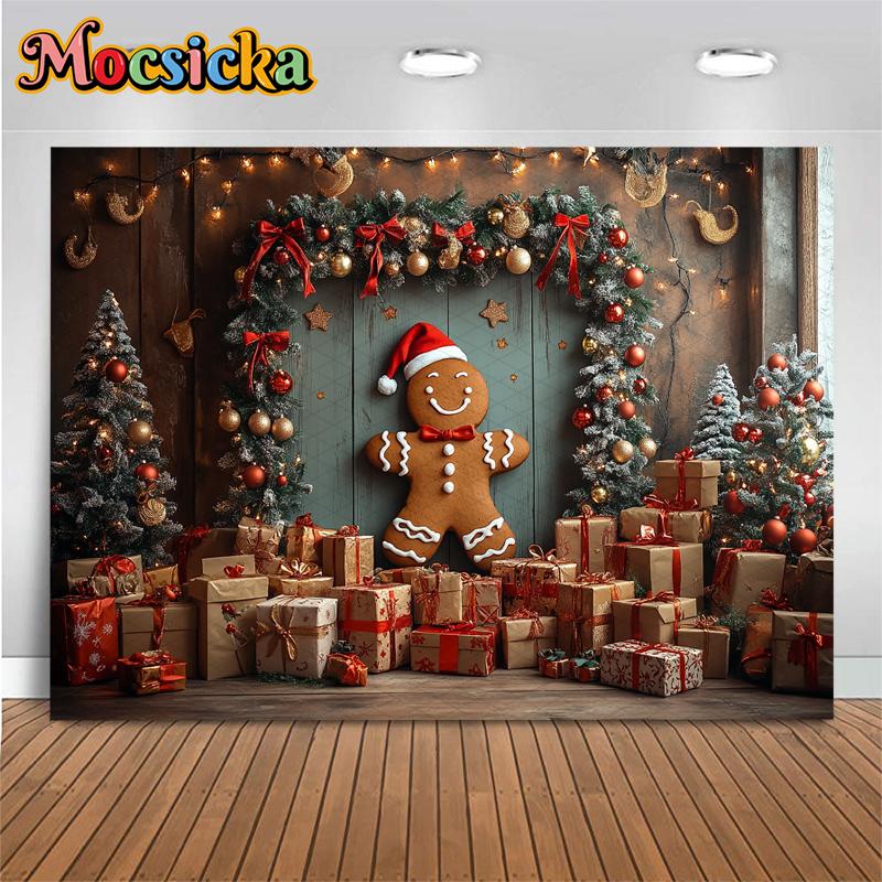Mocsicka Christmas Background Photography Home Gift Xmas Tree Decoration Baby Shower Photo Backdrop Shooting Props Studio Banner