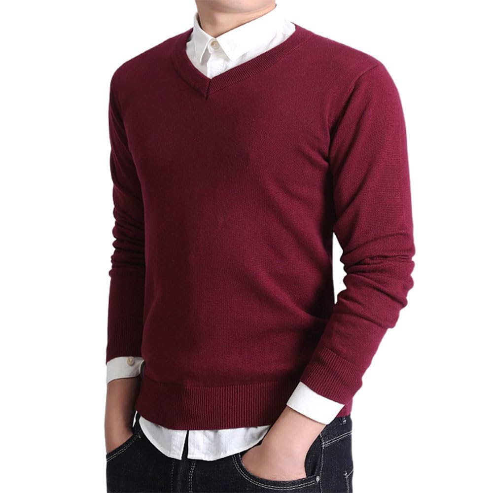 

MDMYXJP Knit Plus MD313 Men s V-Neck Sweater, Casual, Business, Autumn, Stylish, Sizes, Spring, Autumn, Winter, (JP, Alphabet, L, Red)