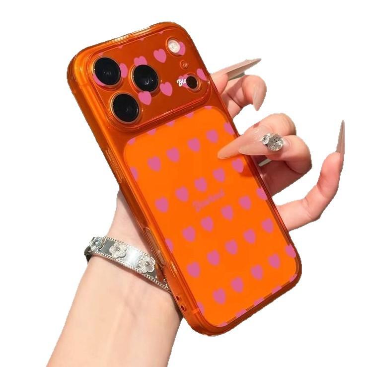 Japan and South Korea Full Screen Pink Love for Apple 17Promax Mobile Phone Case IP16 Large Window 15 Matte 14 Soft 13