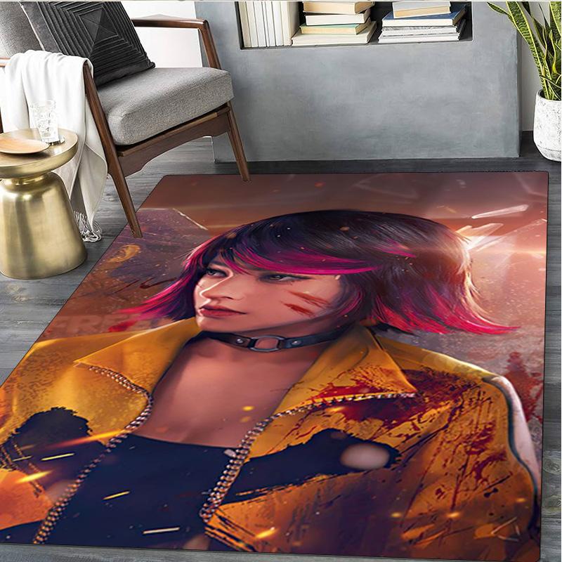 1Pc Free Fire Print Rug - Computer Chair Area Rug Home Decoration Carpet For Living Room Bedroom Flooring Mat