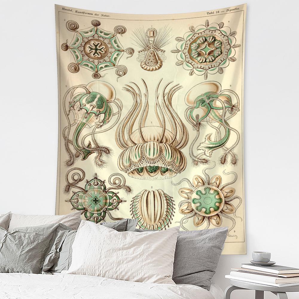 Boho Style Psychedelic Witchcraft Art Mystic Home Decor Undersea Insect Identification Map Tapestry Wall Hanging