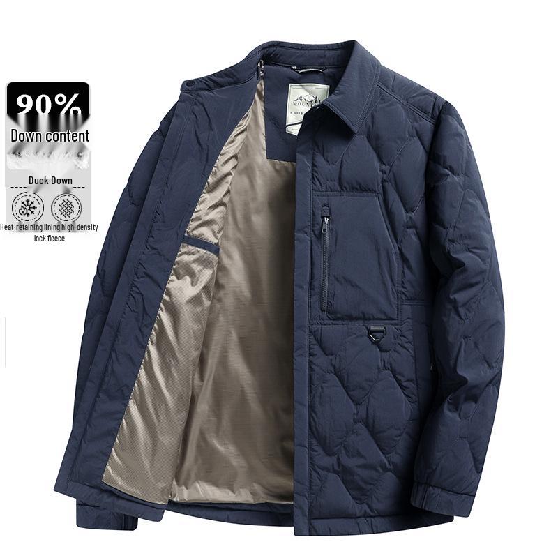 Men's Lightweight Lapel Duck Down Quilted Jacket