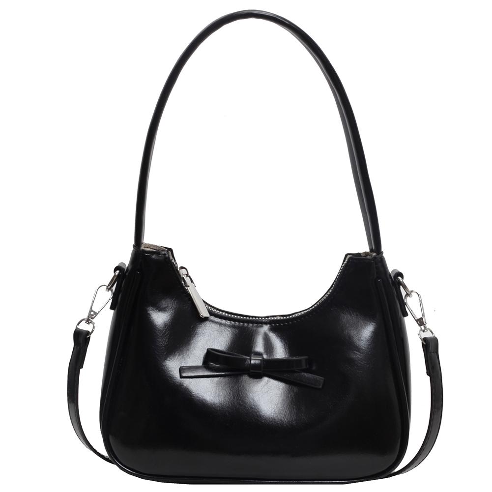 Shoulder Bag Women PU Leather Bowknot Underarm Bag Solid Color Crossbody Bag Clutch Purse for Work Travel Shopping