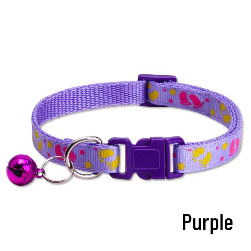 Multi-Color Adjustable Pet Collar with Bell for Cats and Dogs - New Fashion Paw Print Design