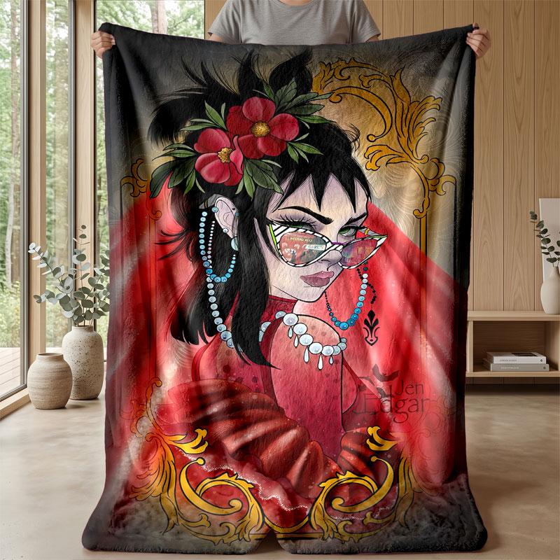 Soft Flannel Blanket Lightweight Cozy Bedroom Living Room CoverBeetlejuice Lydia Deetz