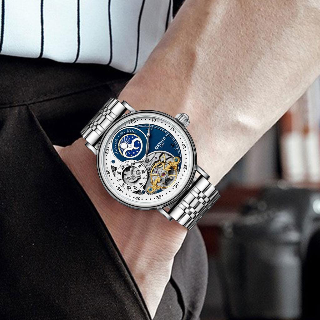 KINYUED Factory Price J116 Men's Watches Automatic Luxury Brand Mechanical Watches for Men Glass Leather Strap Alloy Round 24