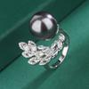 New Product Explosion Exquisite Temperament Pearl Index Finger Ring Women's White Yellow Gray Bead Inlaid Pearl Ring