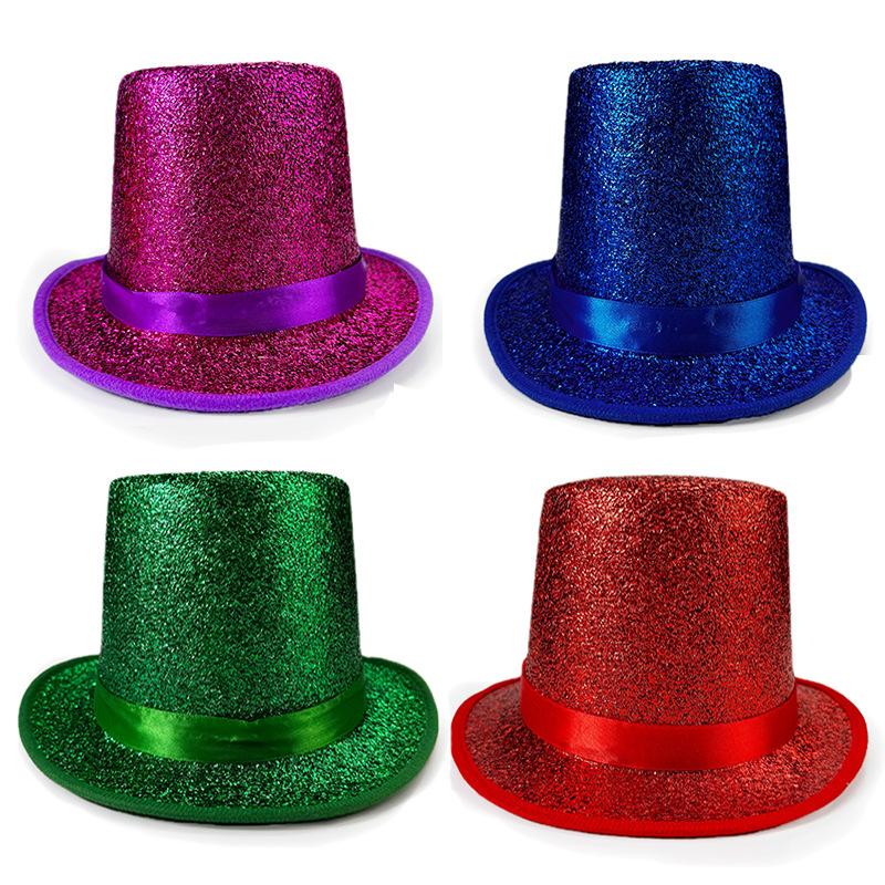 Top Hat Sparkling Glitter Party Hat Lincoln Hat Lightweight For Costumes Performances Parties