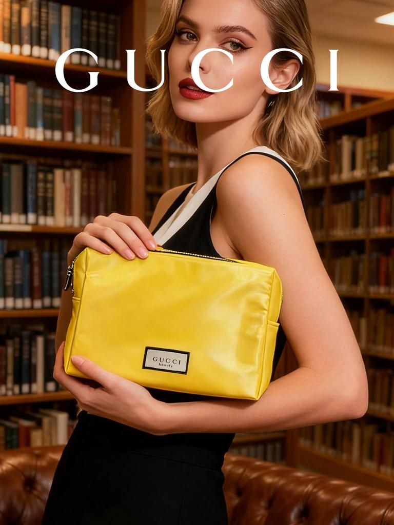 Fashion Vanilla Yellow Makeup Bag for Women Everyday Essential Makeup Bags, Stylish & Practical for Daily Cosmetics & Travel GUCCI-GIFT-68