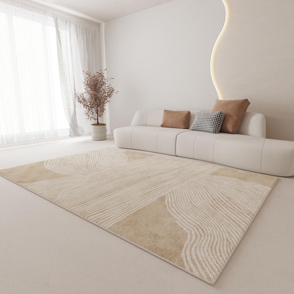 Cream Plush Non-Slip Luxury Living Room Carpet - Dirt-Resistant and Easy Care, 2024 Edition.