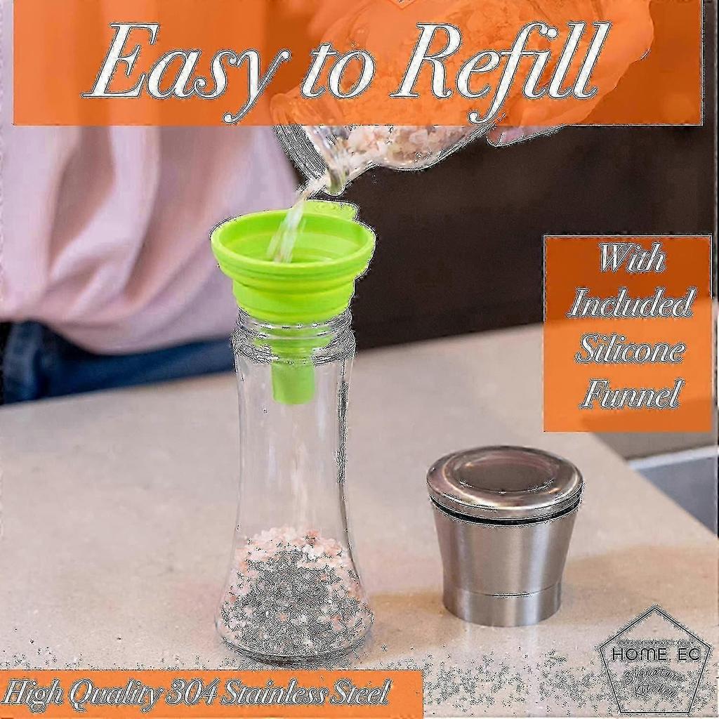 Premium Stainless Steel Salt And Pepper Grinder Set Of 2 - Adjustable Ceramic Sea Salt Grinder & Pepper Grinder