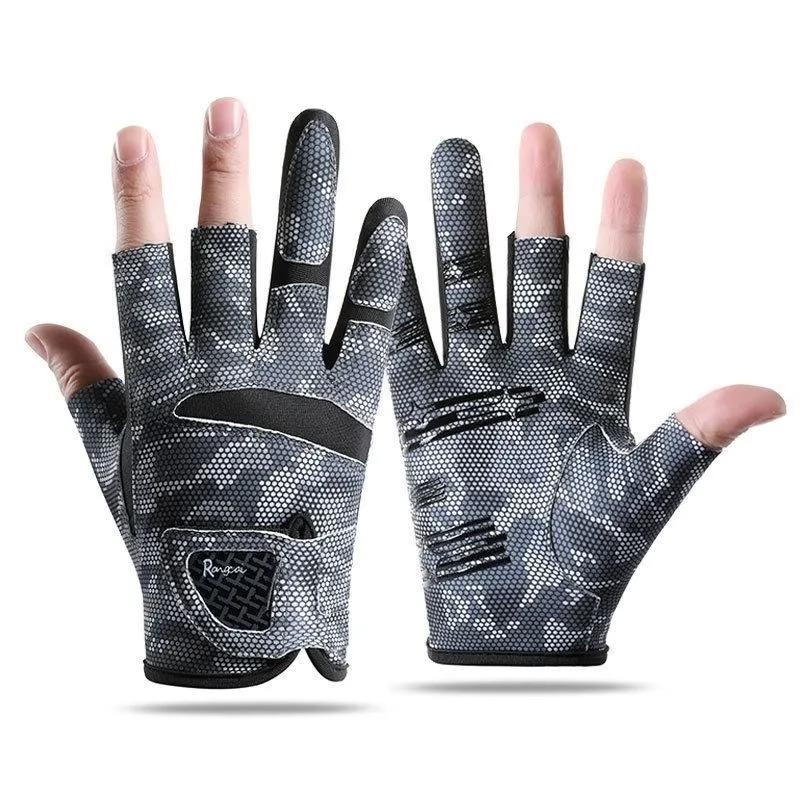 Outdoor non-slip half-finger dew three-finger fishing gloves half-finger leakage finger wear-resistant Luya fishing gloves M