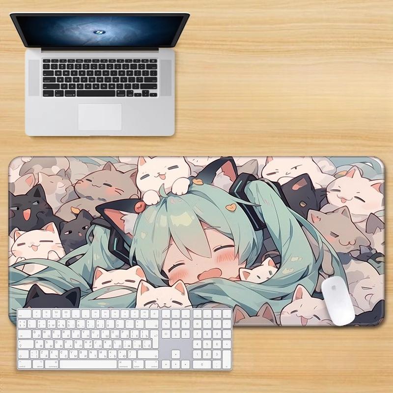 Chibi Hatsune Miku Collage Extended Gaming Mouse Pad Cute Anime Desk Mat NonSlip Keyboard Pad