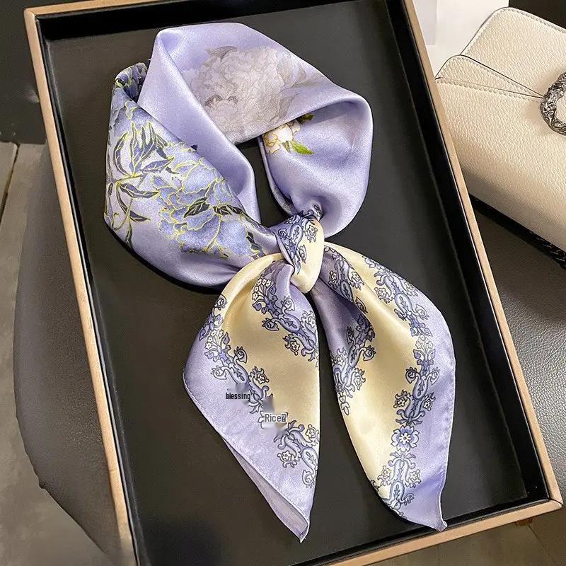 High-End Retro Korean-Style Silk Square Scarf: Versatile Fashion Accessory for Women