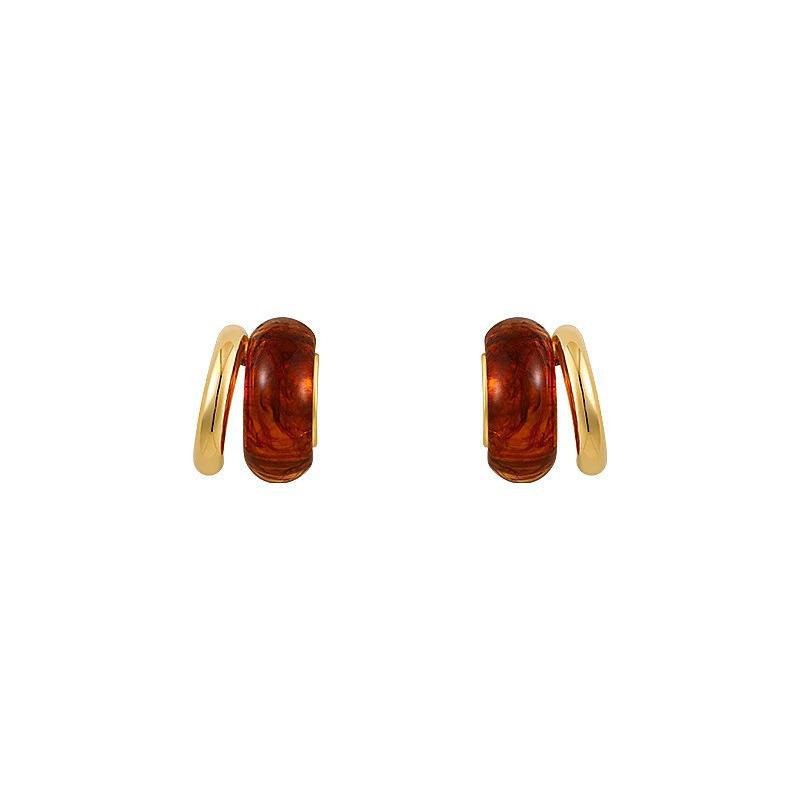 Retro autumn and winter coffee earrings women's niche design high-end stud earrings temperament versatile commuting fashionable earrings