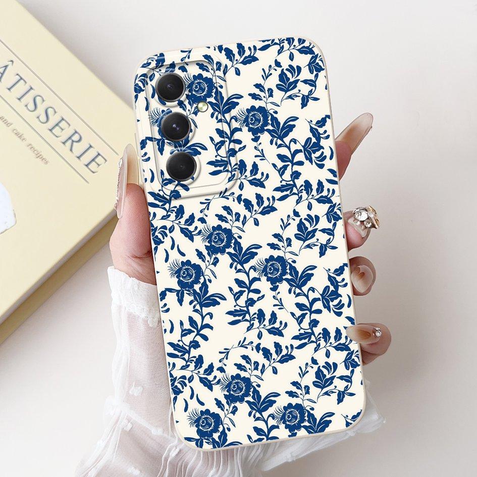 Case For Samsung Galaxy A53 A54 A55 5G Cover SM-A536B SM-A546V SM-A556B Shockproof Funda Fashion Flower Soft Silicone Matte Etui