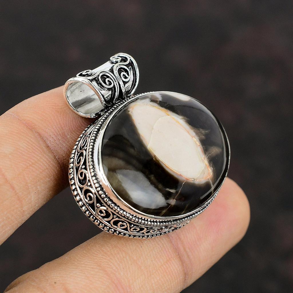 Peanut Wood Jasper Pendant 925 Sterling Silver Pendant Handmade Real Gemstone Pendant Vintage Pendant For Women Elegant Jewelry Gift For Her