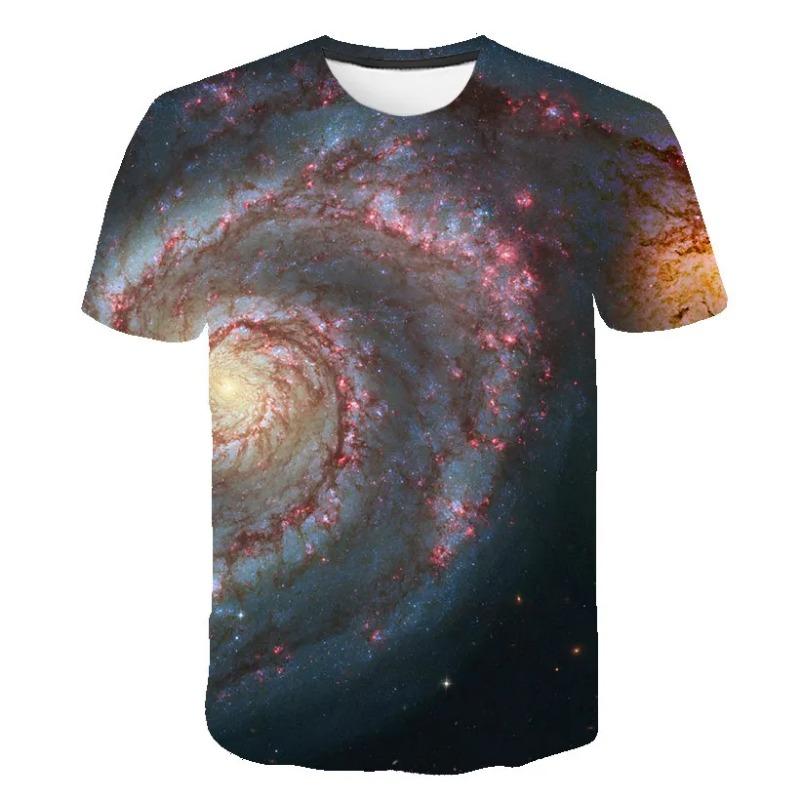 Summer Cosmic Galaxy Men's Space 3d Printing T-shirt Short-sleeved Printed Harajuku Casual Tops O-neck