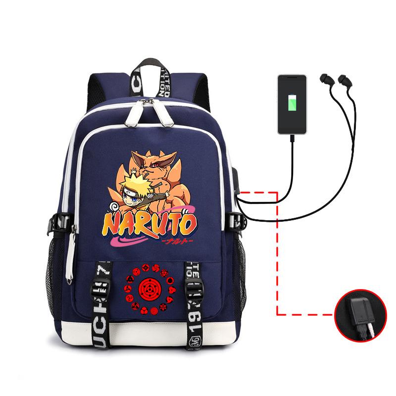Anime Rucksack Mode Street Trend Herren Große Kapazität USB Kopfhörer Computertasche