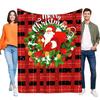 Cozy Christmas Blanket Soft Plush Throw for Sofa Bed Holiday Decor Gift with Santa and Wreath Design, Perfect for Winter Warmth